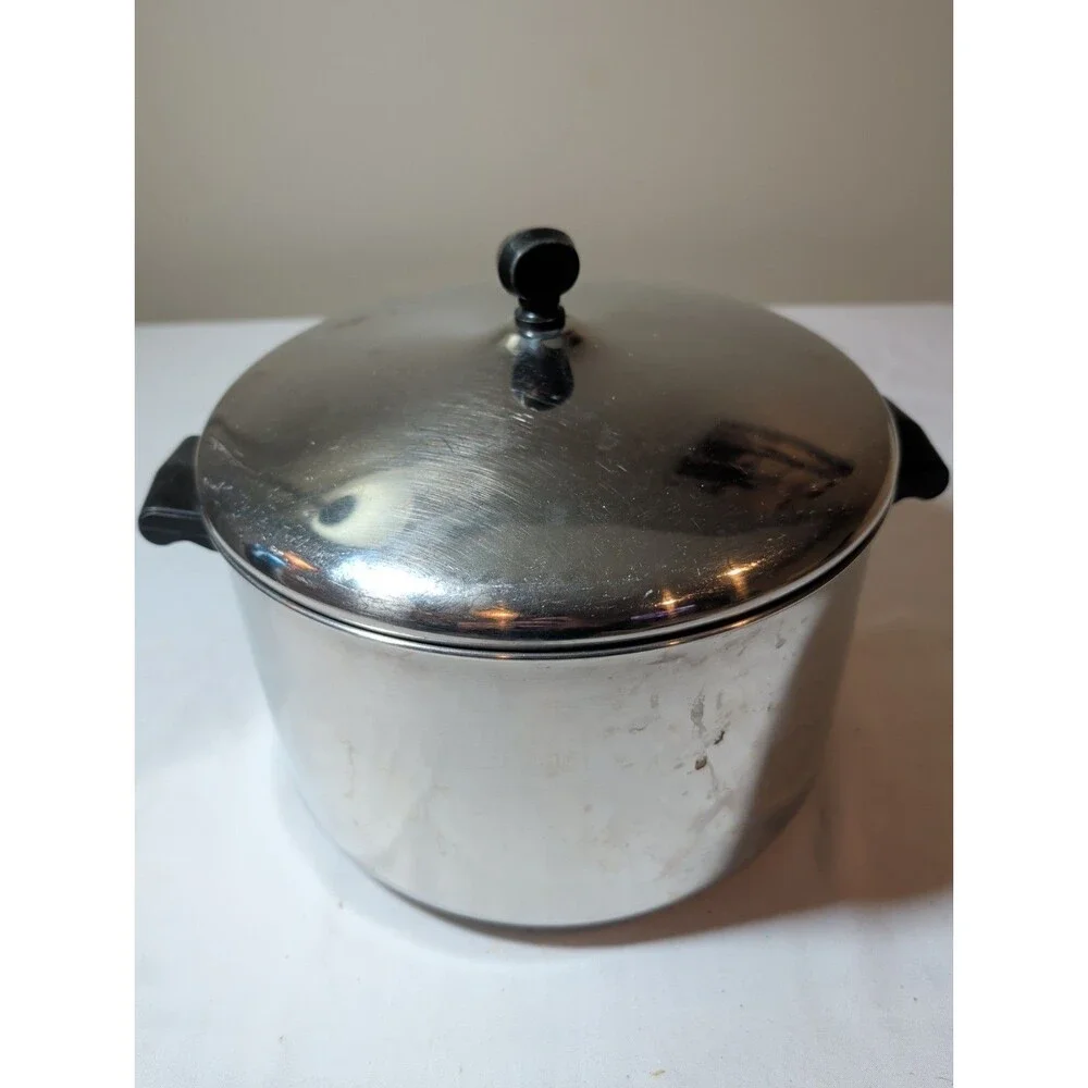 Farberware Stainless Steel Aluminum Clad 8 Quart Stock Pot With Lid Vintage USA